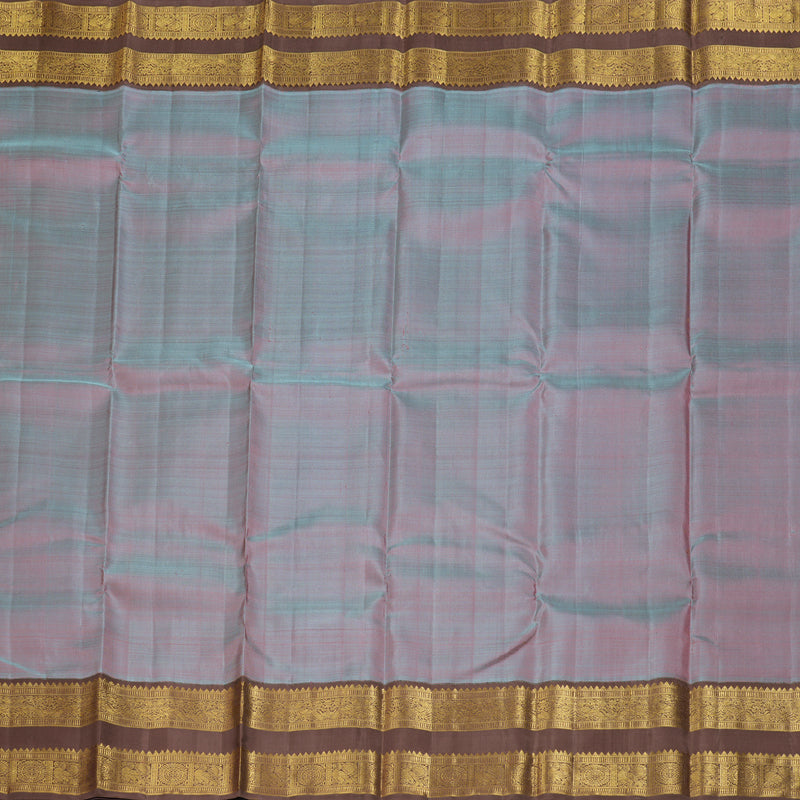 Hayagrivas Grey Handloom Kanjivaram Silk Saree with Chocolate Brown Border KBD1566A1-3