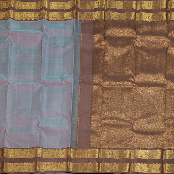 Hayagrivas Grey Handloom Kanjivaram Silk Saree with Chocolate Brown Border KBD1566A1-3