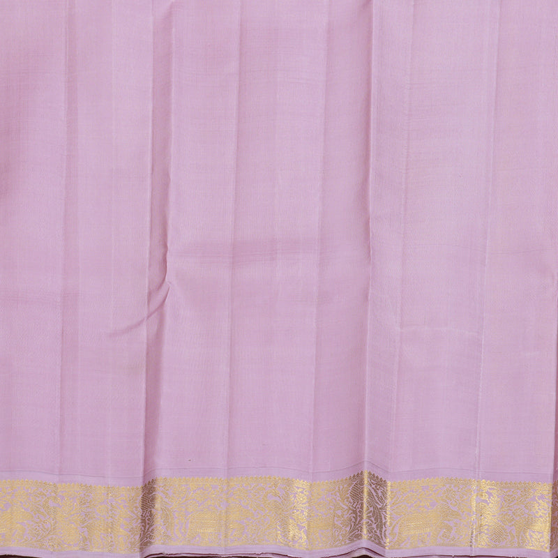 Hayagrivas Lemon Yellow Handloom Kanjivaram Silk Saree with Lilac Color Border KBD1566A2-1