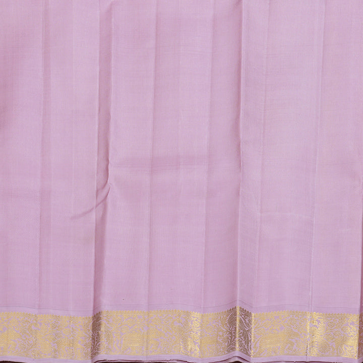 Hayagrivas Lemon Yellow Handloom Kanjivaram Silk Saree with Lilac Color Border KBD1566A2-1