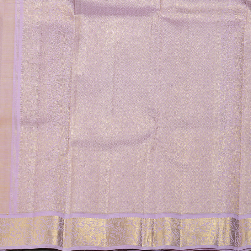 Hayagrivas Lemon Yellow Handloom Kanjivaram Silk Saree with Lilac Color Border KBD1566A2-1