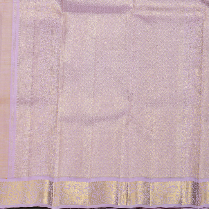 Hayagrivas Lemon Yellow Handloom Kanjivaram Silk Saree with Lilac Color Border KBD1566A2-1
