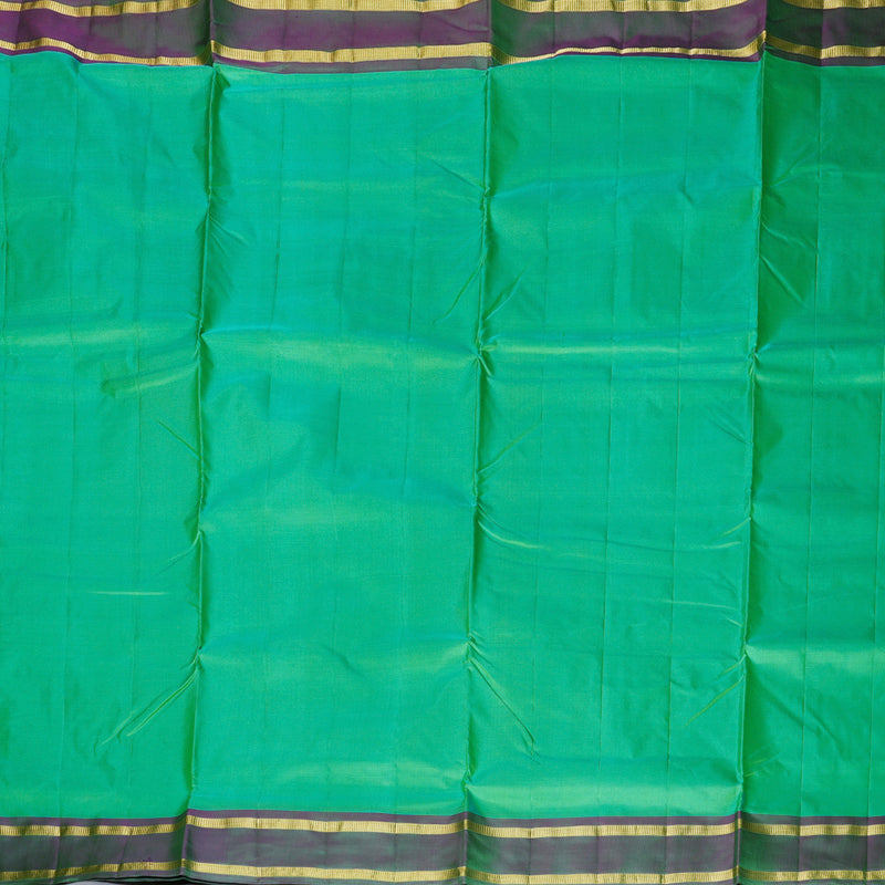 Hayagrivas Sea Green Handloom Kanjivaram Ten Yards Silk Saree with Dual Tone (Purple With Green) Border KBD1569A1-5