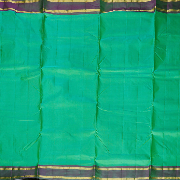 Hayagrivas Sea Green Handloom Kanjivaram Ten Yards Silk Saree with Dual Tone (Purple With Green) Border KBD1569A1-5