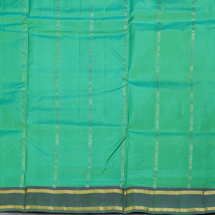 Hayagrivas Sea Green Handloom Kanjivaram Ten Yards Silk Saree with Dual Tone (Purple With Green) Border KBD1569A1-5