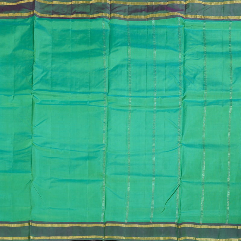 Hayagrivas Sea Green Handloom Kanjivaram Ten Yards Silk Saree with Dual Tone (Purple With Green) Border KBD1569A1-5