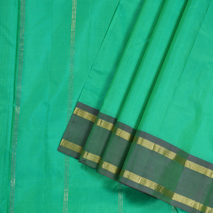 Hayagrivas Sea Green Handloom Kanjivaram Ten Yards Silk Saree with Dual Tone (Purple With Green) Border KBD1569A1-5