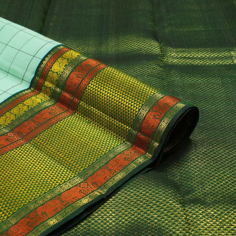 Hayagrivas Handloom Pure Kanjivaram Silk Saree in Eye-catching Sea Blue KBD1570A4-1