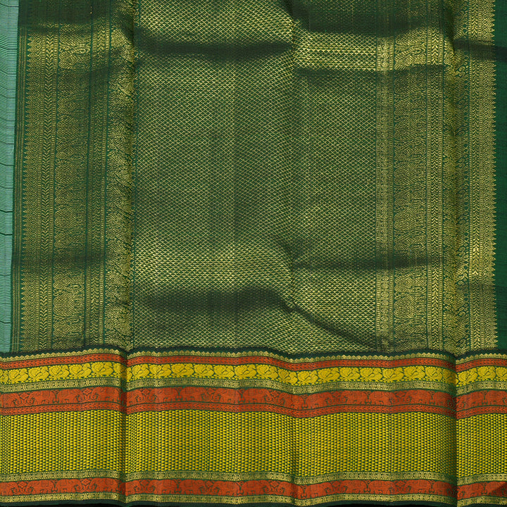 Hayagrivas Handloom Pure Kanjivaram Silk Saree in Eye-catching Sea Blue KBD1570A4-1