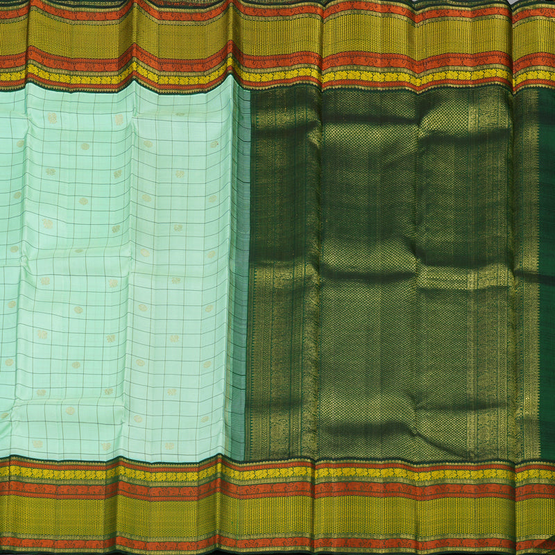 Hayagrivas Handloom Pure Kanjivaram Silk Saree in Eye-catching Sea Blue KBD1570A4-1