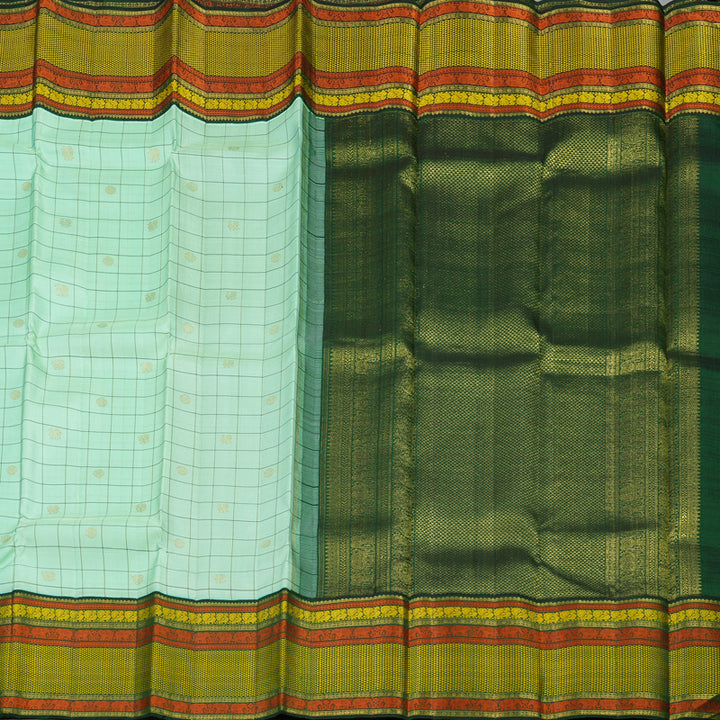 Hayagrivas Handloom Pure Kanjivaram Silk Saree in Eye-catching Sea Blue KBD1570A4-1