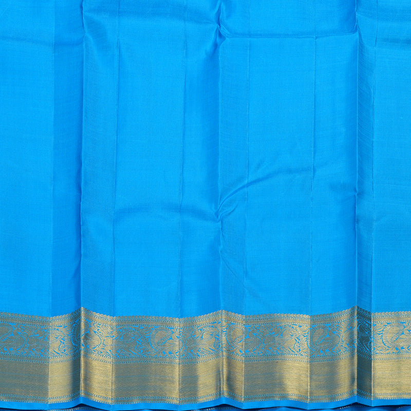 Hayagrivas Dark Blue Handloom Kanjivaram Silk Saree with Sky Blue Border KBD1576A1-1