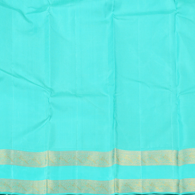 Hayagrivas Dark Purple Handloom Kanjivaram Silk Saree with Sea Green Border with KBD1576A1-3