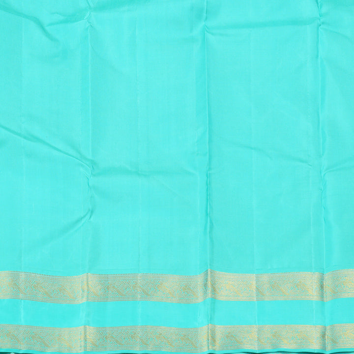 Hayagrivas Dark Purple Handloom Kanjivaram Silk Saree with Sea Green Border with KBD1576A1-3