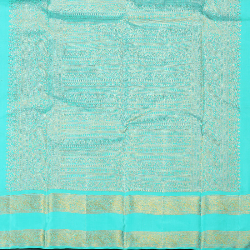 Hayagrivas Dark Purple Handloom Kanjivaram Silk Saree with Sea Green Border with KBD1576A1-3