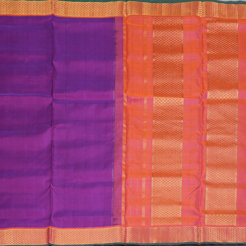 Hayagrivas Handloom Kanjivaram Ten Yards Silk Saree in Regal Purple KBD1577A1-1