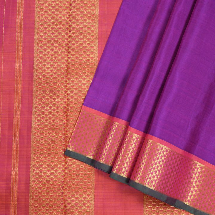 Hayagrivas Handloom Kanjivaram Ten Yards Silk Saree in Regal Purple KBD1577A1-1