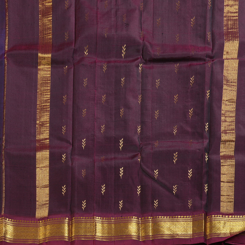 Hayagrivas Dark Blue Handloom Kanjivaram Silk Saree with Wine Maroon Border KBD1579A1-4