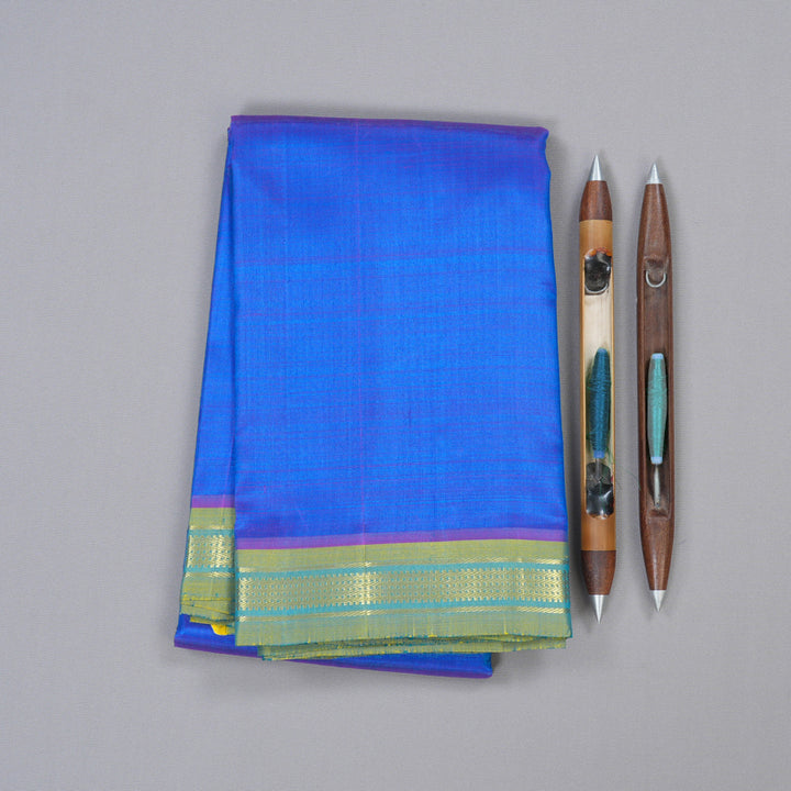 Hayagrivas Handloom Kanjivaram Silk Saree in Refreshing Dual Toned Blue KBD1579A2-13