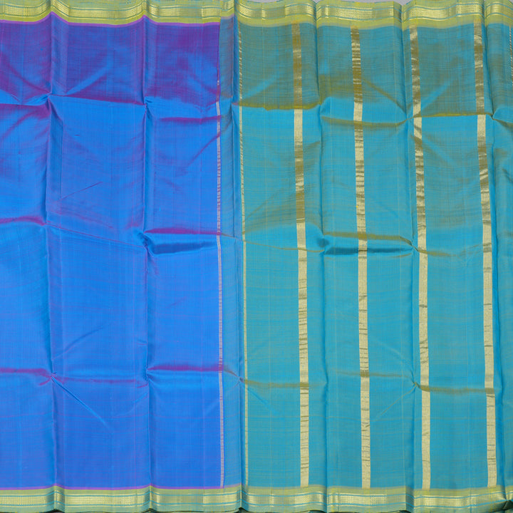 Hayagrivas Handloom Kanjivaram Silk Saree in Refreshing Dual Toned Blue KBD1579A2-13