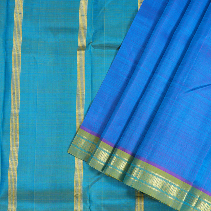 Hayagrivas Handloom Kanjivaram Silk Saree in Refreshing Dual Toned Blue KBD1579A2-13