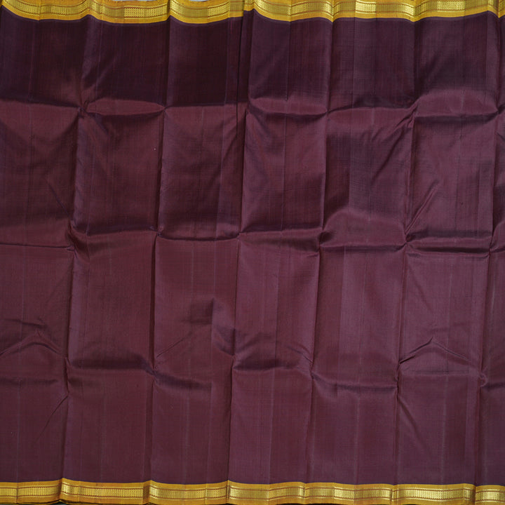 Hayagrivas Dark Brown Handloom Kanjivaram Silk Saree with Honey Mustard Border KBD1579A2-4