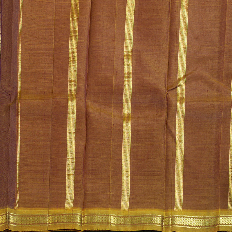 Hayagrivas Dark Brown Handloom Kanjivaram Silk Saree with Honey Mustard Border KBD1579A2-4