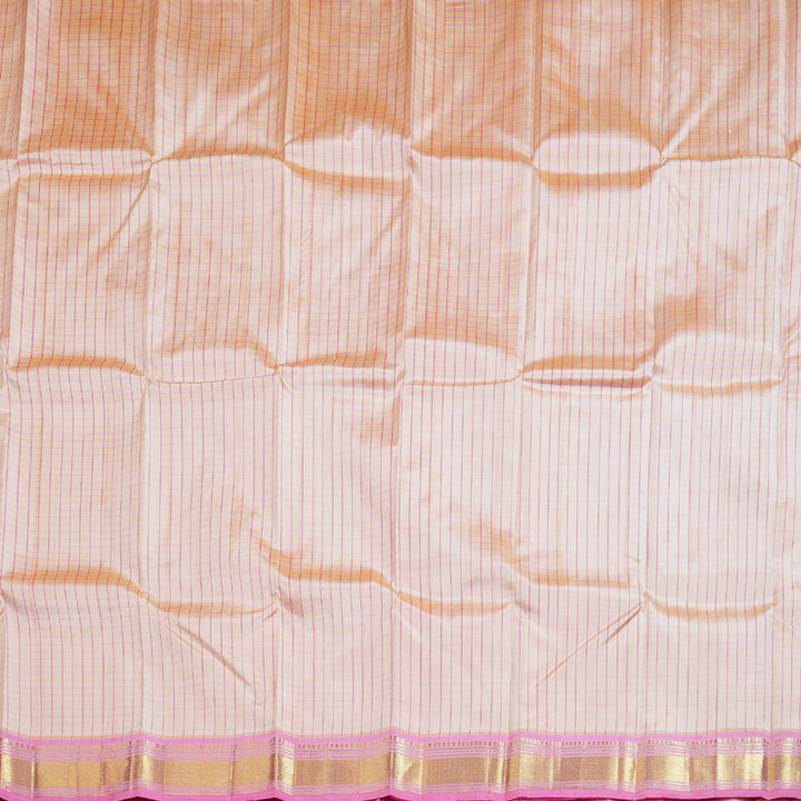 Hayagrivas Light Sandal Handloom Kanjivaram Silk Saree with Baby Pink Border KBD1579A4-1