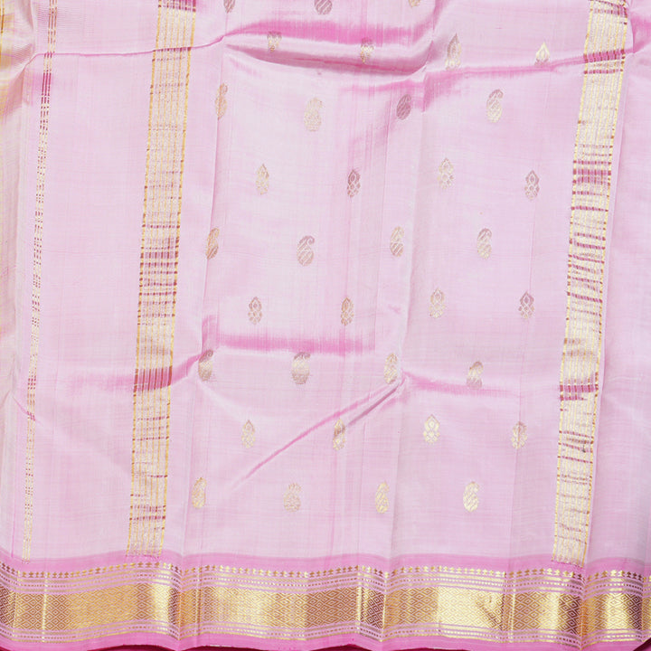 Hayagrivas Light Sandal Handloom Kanjivaram Silk Saree with Baby Pink Border KBD1579A4-1