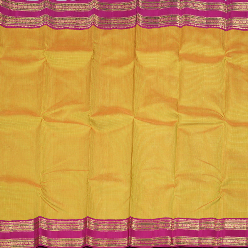 Hayagrivas Mustard Yellow Handloom Kanjivaram Silk Saree with Pink Border KBD1581A1-2