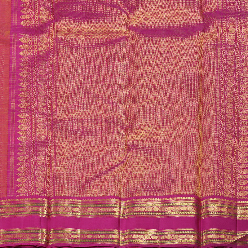 Hayagrivas Mustard Yellow Handloom Kanjivaram Silk Saree with Pink Border KBD1581A1-2
