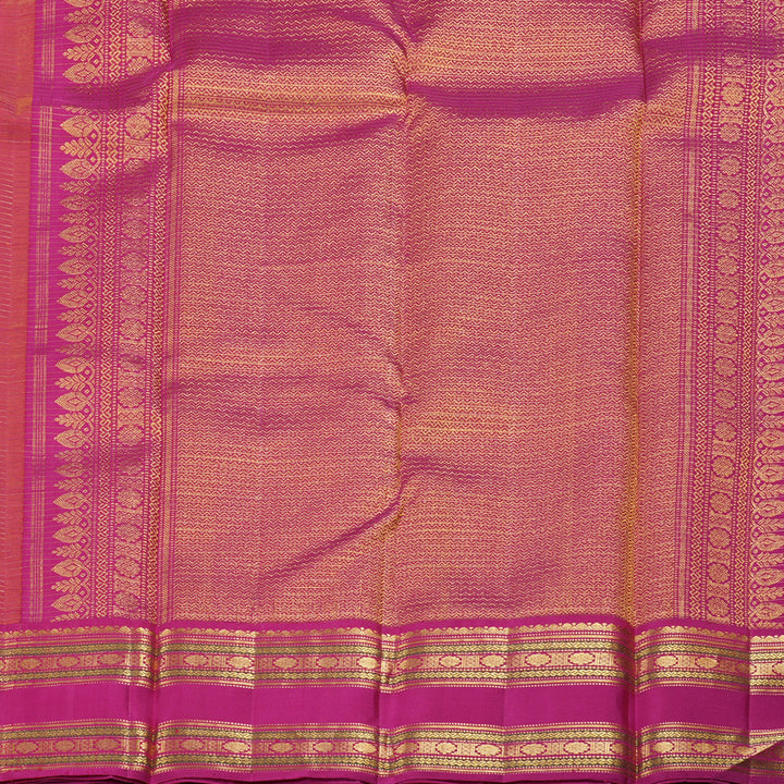 Hayagrivas Mustard Yellow Handloom Kanjivaram Silk Saree with Pink Border KBD1581A1-2