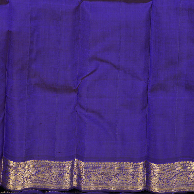 Hayagrivas Fluorescent Green Handloom Kanjivaram Silk Saree with Blue Border KBD1581A2-3