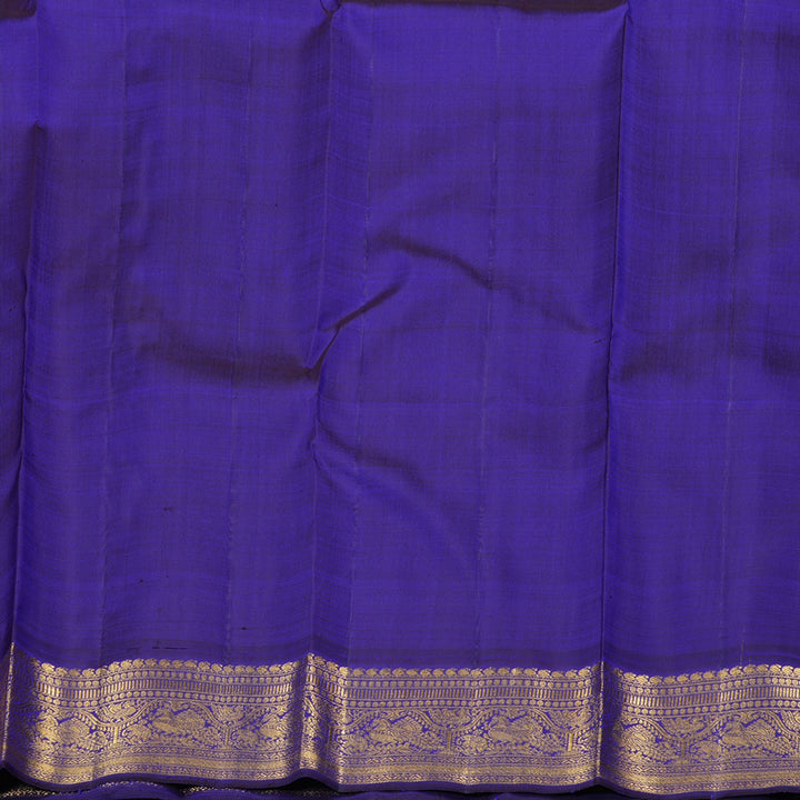Hayagrivas Fluorescent Green Handloom Kanjivaram Silk Saree with Blue Border KBD1581A2-3