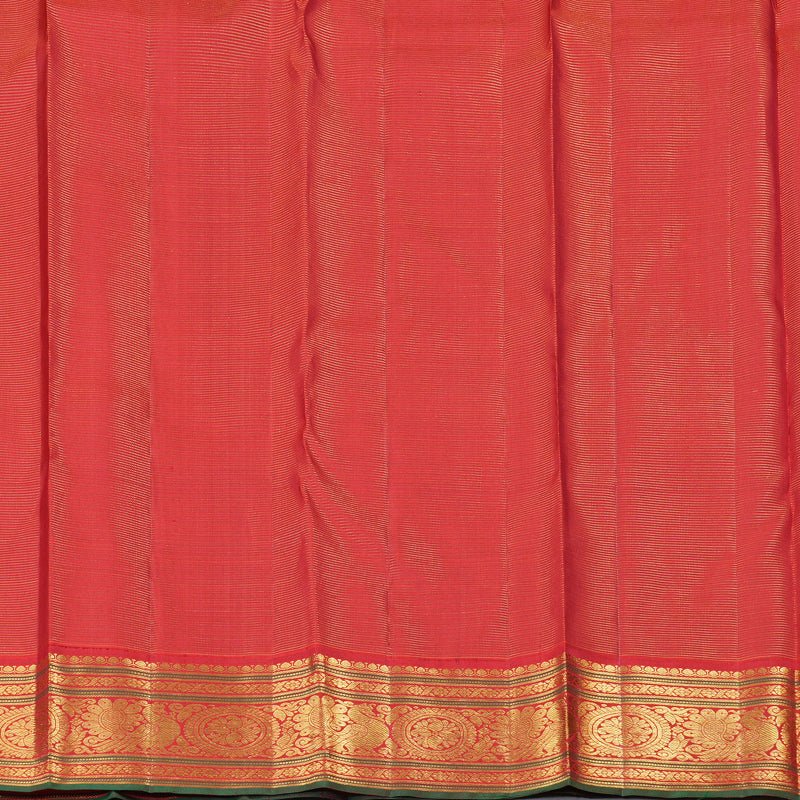 Hayagrivas Fluorescent Green Handloom Kanjivaram Silk Saree with Red Border with KBD1581A3-2