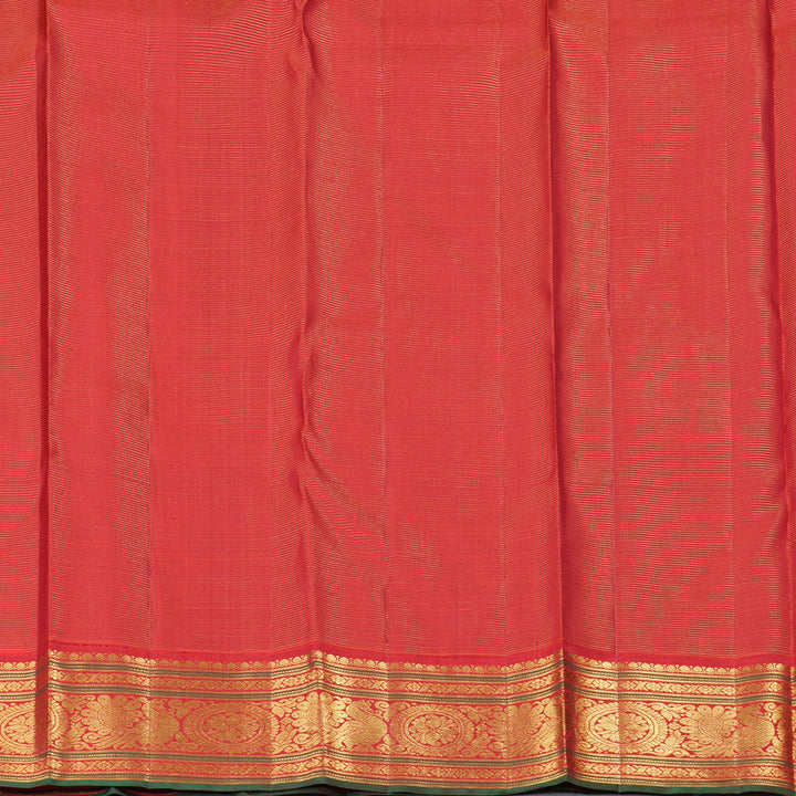 Hayagrivas Fluorescent Green Handloom Kanjivaram Silk Saree with Red Border with KBD1581A3-2