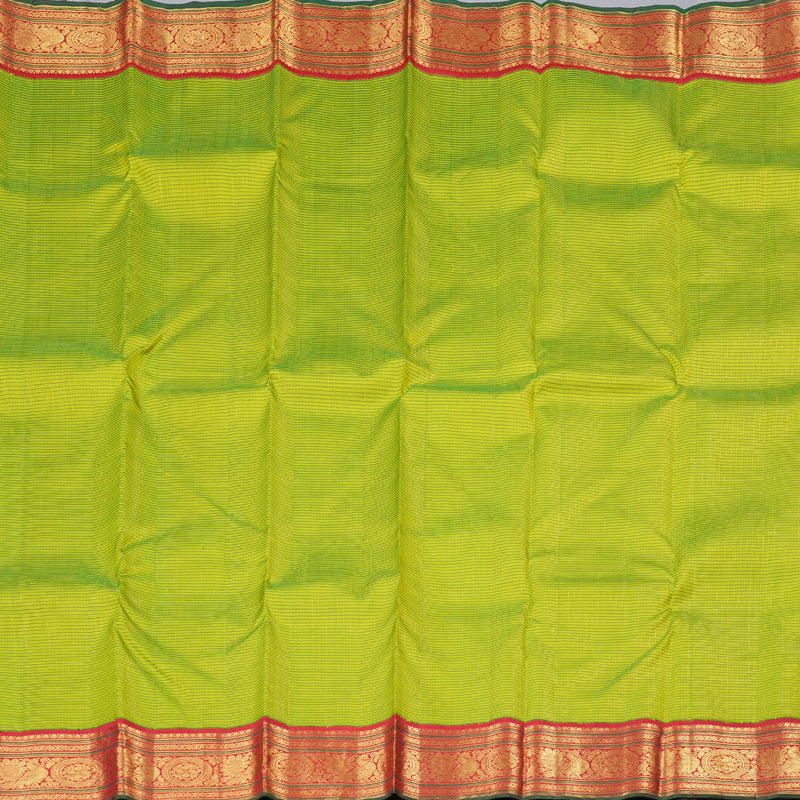 Hayagrivas Fluorescent Green Handloom Kanjivaram Silk Saree with Red Border with KBD1581A3-2