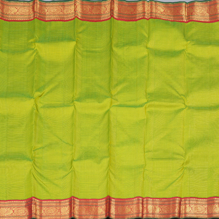 Hayagrivas Fluorescent Green Handloom Kanjivaram Silk Saree with Red Border with KBD1581A3-2