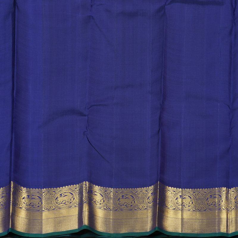 Hayagrivas Orangish Pink Handloom Kanjivaram Silk Saree with Blue Border KBD1581A3-3