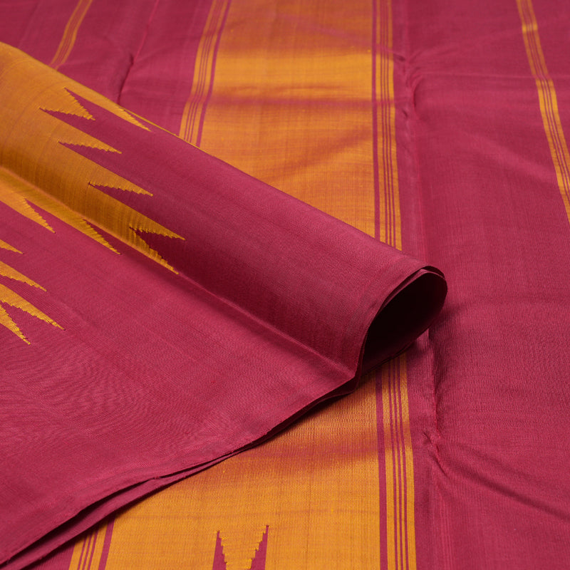 Hayagrivas Honey Mustard Handloom Kanjivaram Silk Saree with Maroon Border KBD1594A4-1