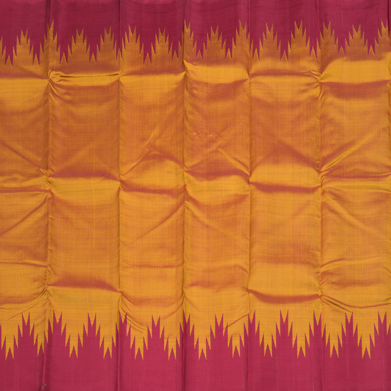 Hayagrivas Honey Mustard Handloom Kanjivaram Silk Saree with Maroon Border KBD1594A4-1