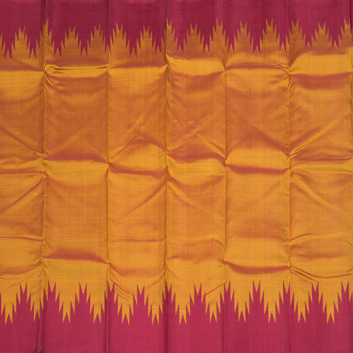 Hayagrivas Honey Mustard Handloom Kanjivaram Silk Saree with Maroon Border KBD1594A4-1