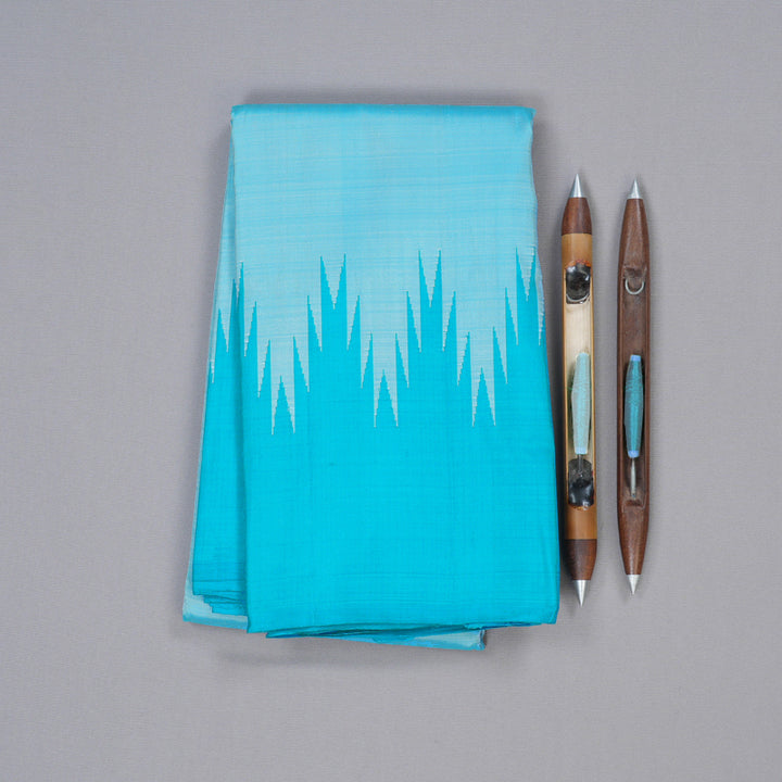 Hayagrivas Light Sky Blue Handloom Kanjivaram Silk Saree with Sky Blue Border KBD1594A4-4