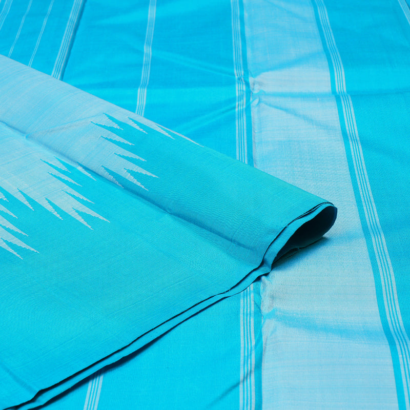 Hayagrivas Light Sky Blue Handloom Kanjivaram Silk Saree with Sky Blue Border KBD1594A4-4