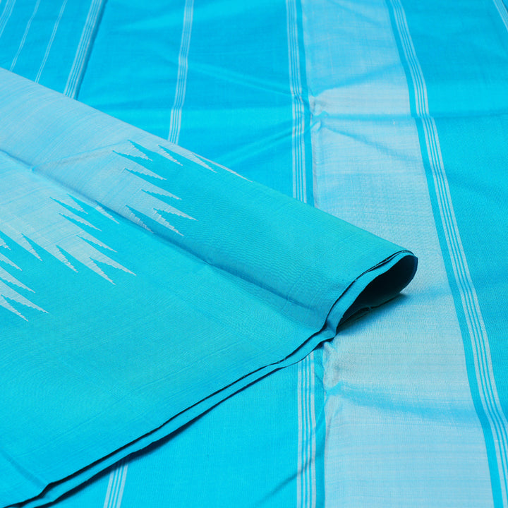 Hayagrivas Light Sky Blue Handloom Kanjivaram Silk Saree with Sky Blue Border KBD1594A4-4