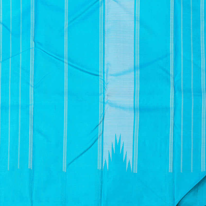 Hayagrivas Light Sky Blue Handloom Kanjivaram Silk Saree with Sky Blue Border KBD1594A4-4