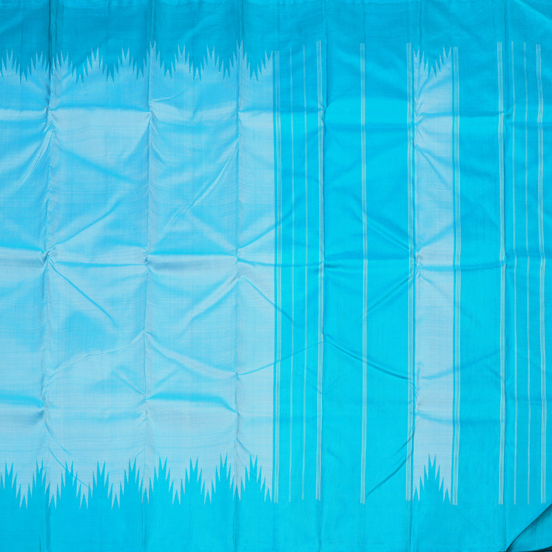 Hayagrivas Light Sky Blue Handloom Kanjivaram Silk Saree with Sky Blue Border KBD1594A4-4