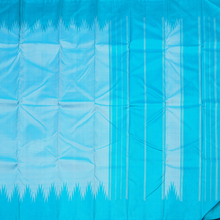 Hayagrivas Light Sky Blue Handloom Kanjivaram Silk Saree with Sky Blue Border KBD1594A4-4