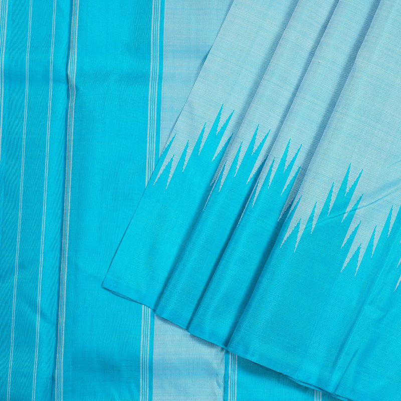 Hayagrivas Light Sky Blue Handloom Kanjivaram Silk Saree with Sky Blue Border KBD1594A4-4