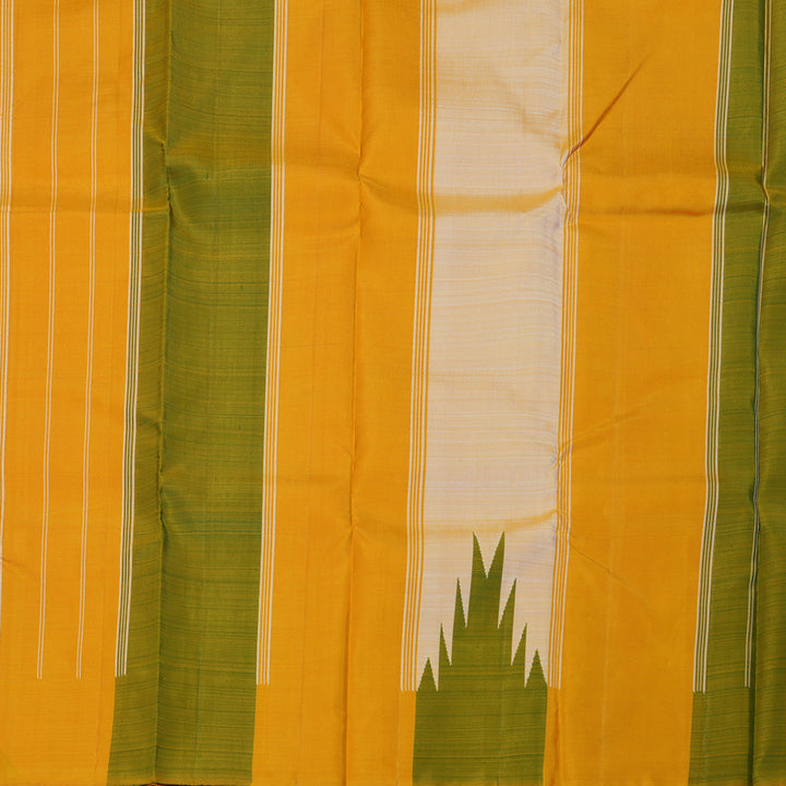 Hayagrivas Fawn Handloom Kanjivaram Silk Saree with Mustard & Green Border KBD1594A5-1